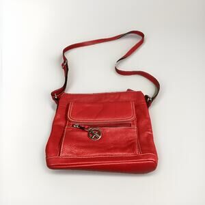 Giani Bernini Red Leather Shoulderbag With Adjustable Strap